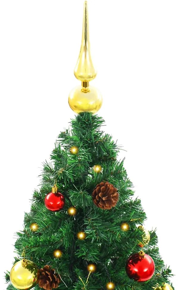 Árvore de Natal artificial pré-iluminada + enfeites 150cm verde