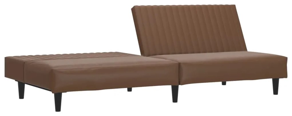 Sofá-cama de 2 lugares couro artificial castanho