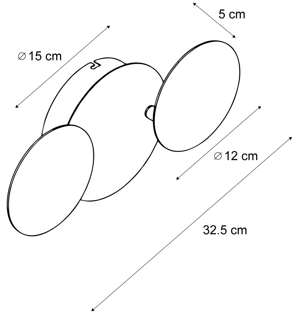 Candeeiro de Parede Moderno Preto com Dourado Incl. LED Regulável em 3 Níveis 3-Luzes - Sunrise 3