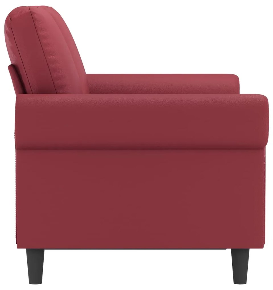 Sofá de 2 lugares 120 cm couro artificial vermelho tinto