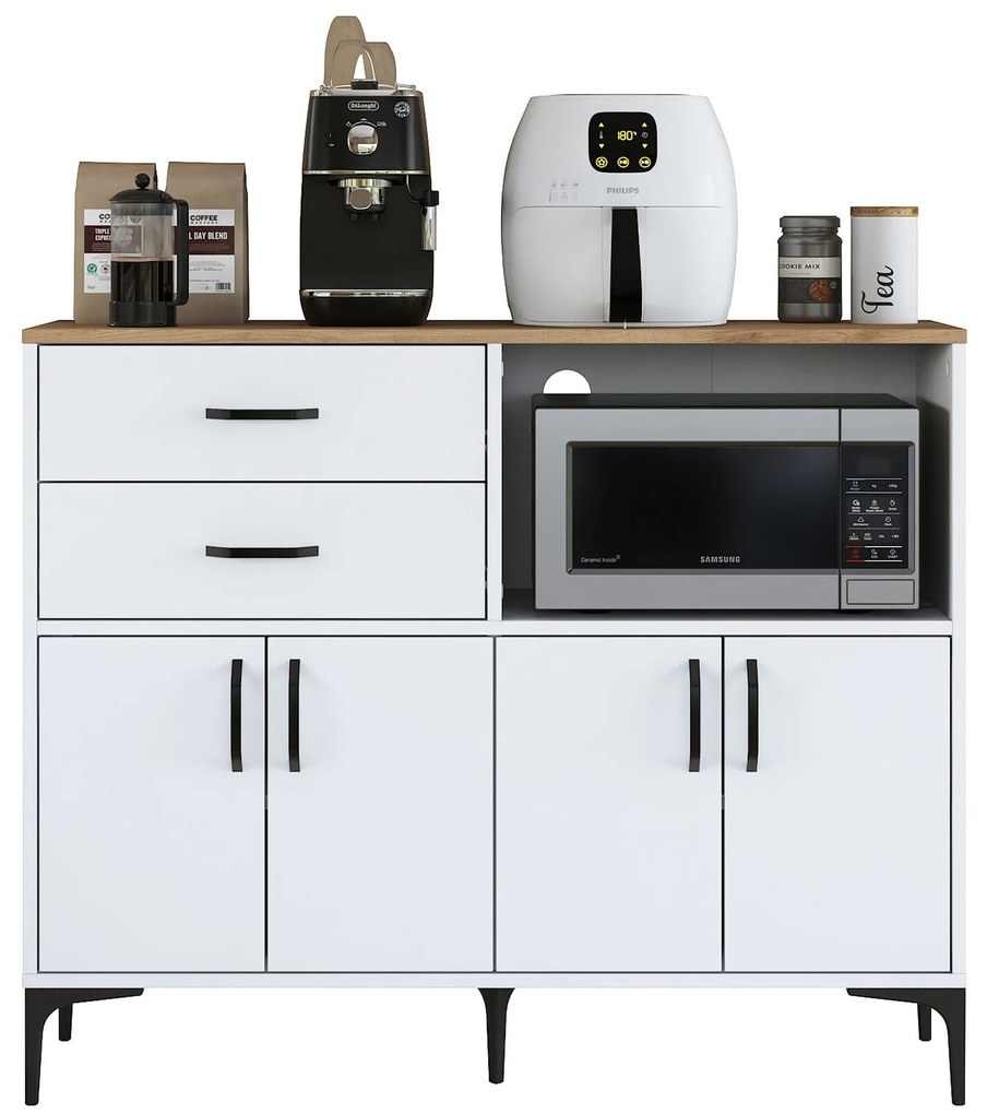 Armário Multiusos JE166 – Branco Nogal – 120x98,6x40 cm