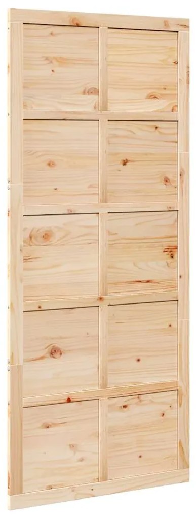 Porta de celeiro Castanho 90 x 210 cm Madeira de pinho maciça