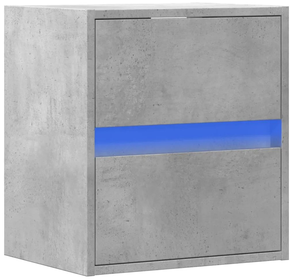 Móvel de parede p/ TV c/ luzes LED 41x31x45 cm cinzento cimento