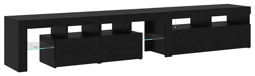Aparadores de TV vidaXL 2 pcs com Luzes LED Carvalho Preto Madeira Eng
