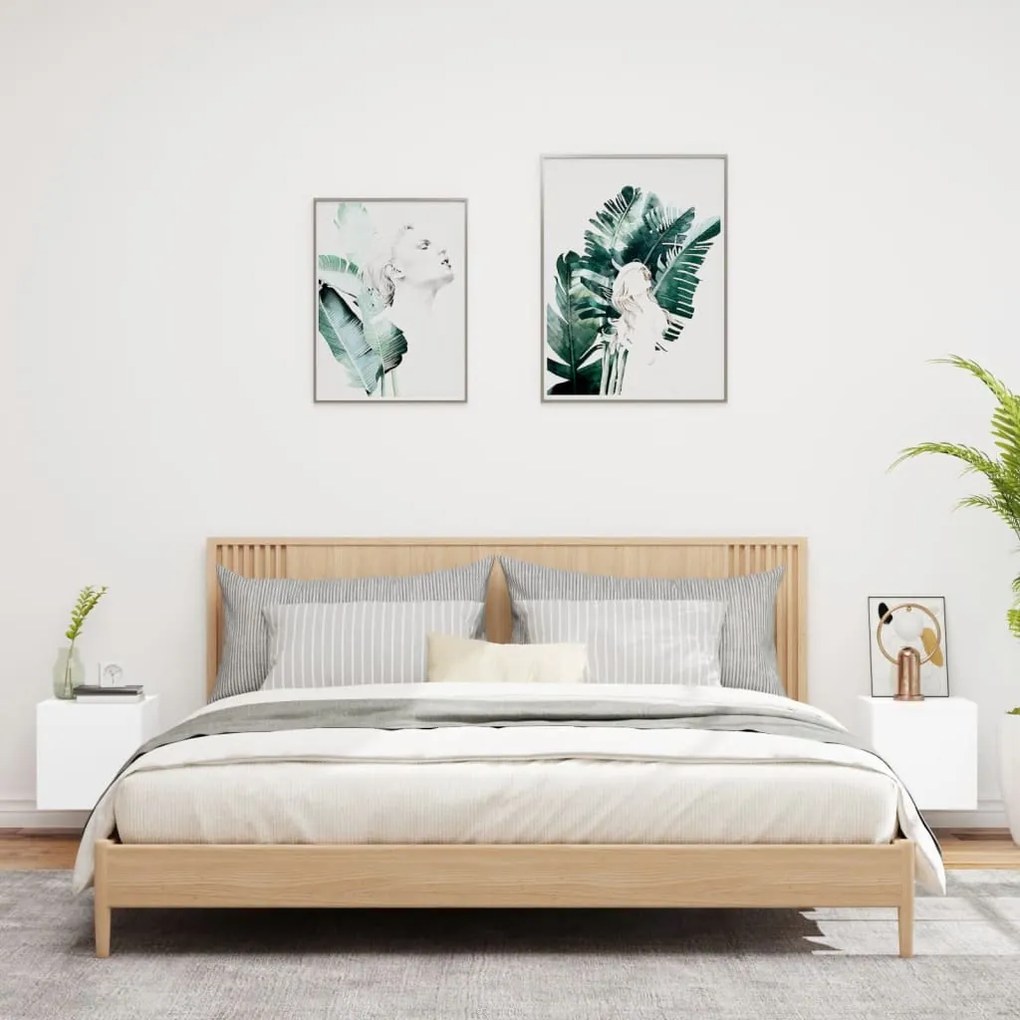Móveis de parede p/ TV com luzes LED 2 pcs 30,5x35x30 cm branco