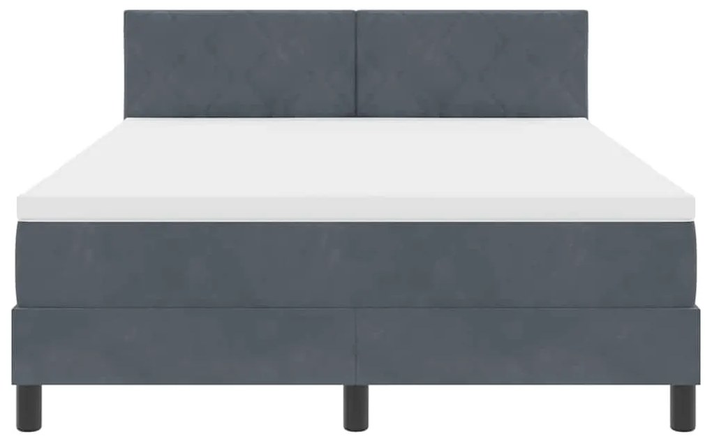 Cama Box Spring vidaXL com Colchão e LED Cinza Escuro 140x200 cm Velud