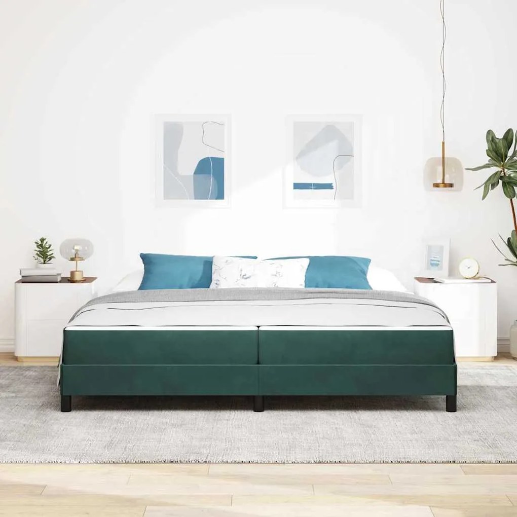 Cama box spring com colchão Verde Escuro 200 x 200 cm Veludo