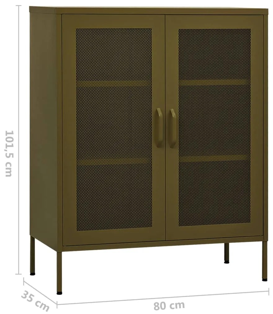 Armário de arrumação aço 80x35x101,5 cm verde-azeitona