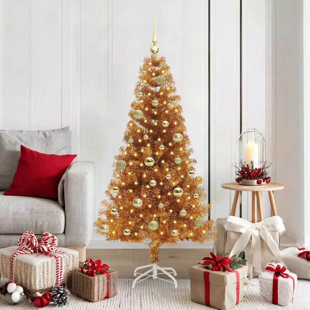 vidaXL Árvore de Natal com 150 LEDs com suporte Ouro 150 cm PET
