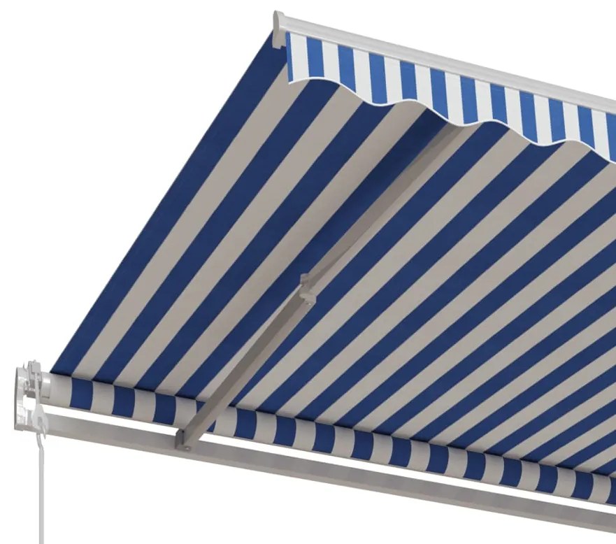Toldo retrátil automático 500x350 cm azul e branco