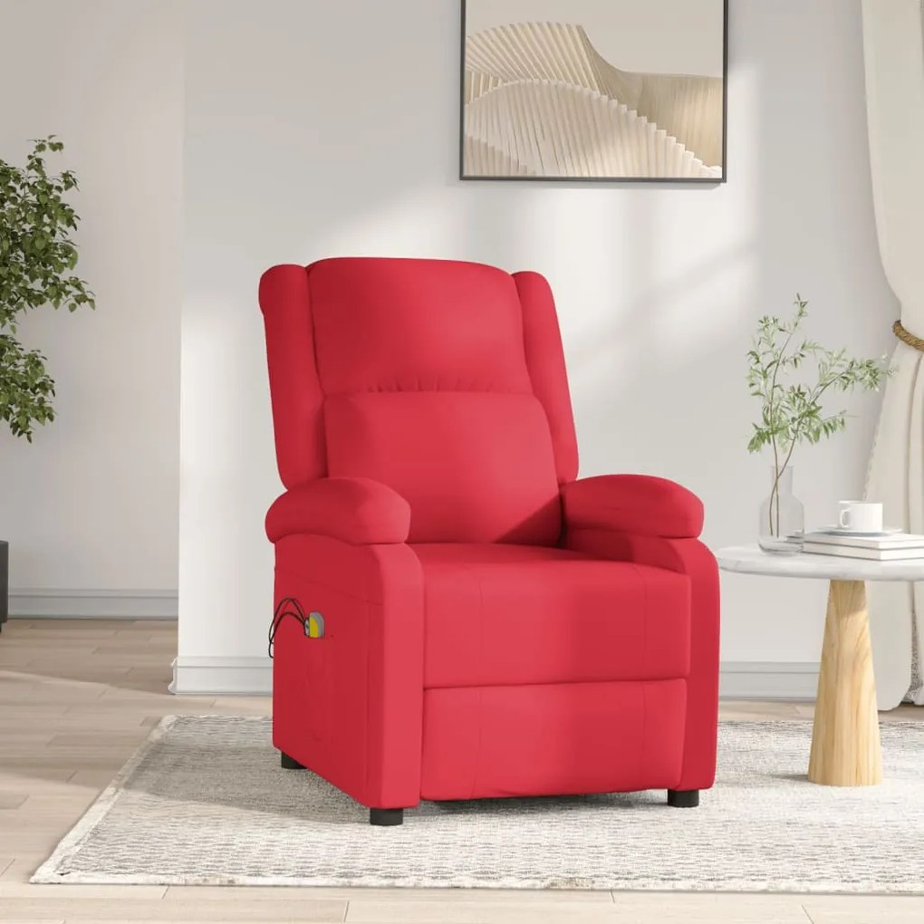 3073717 vidaXL Poltrona de massagens elétrica couro artificial vermelho