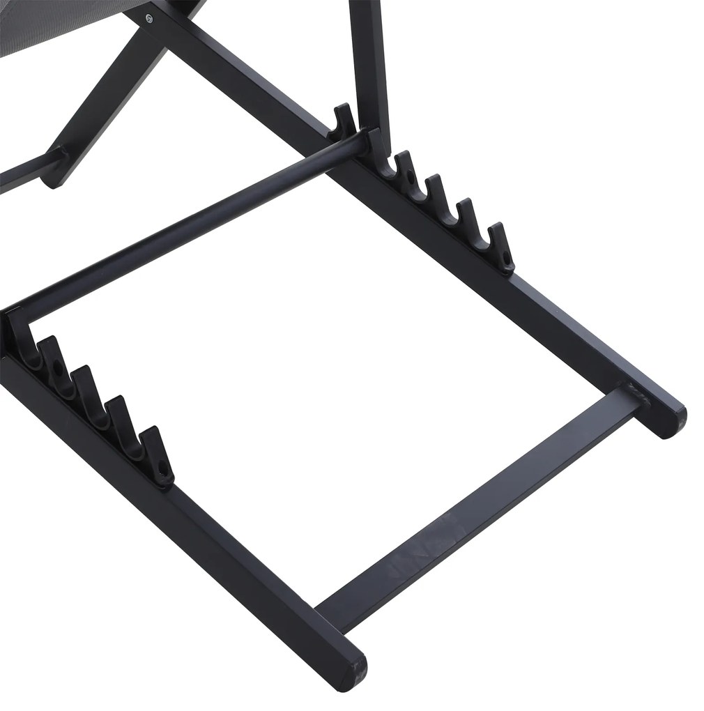 Outsunny Conjunto de 2 Espreguiçadeiras Dobráveis com Encosto Reclinável em 5 Posições e Apoio para a Cabeça Acolchoado 96,5x58x91,5cm Cinza Escuro