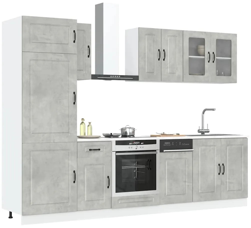 vidaXL 8 peças armário de cozinha conjunto Kalmar cinzento cimento