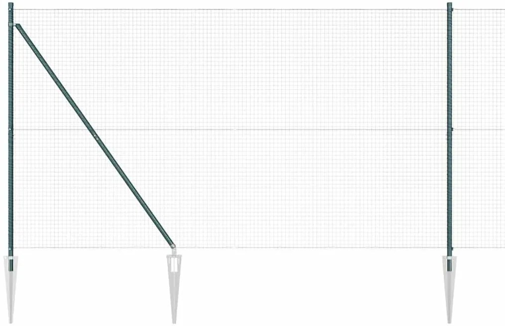 Cerca de Arame Soldado com 13 Postes de Espeto Verde 1.6x25 m Aço