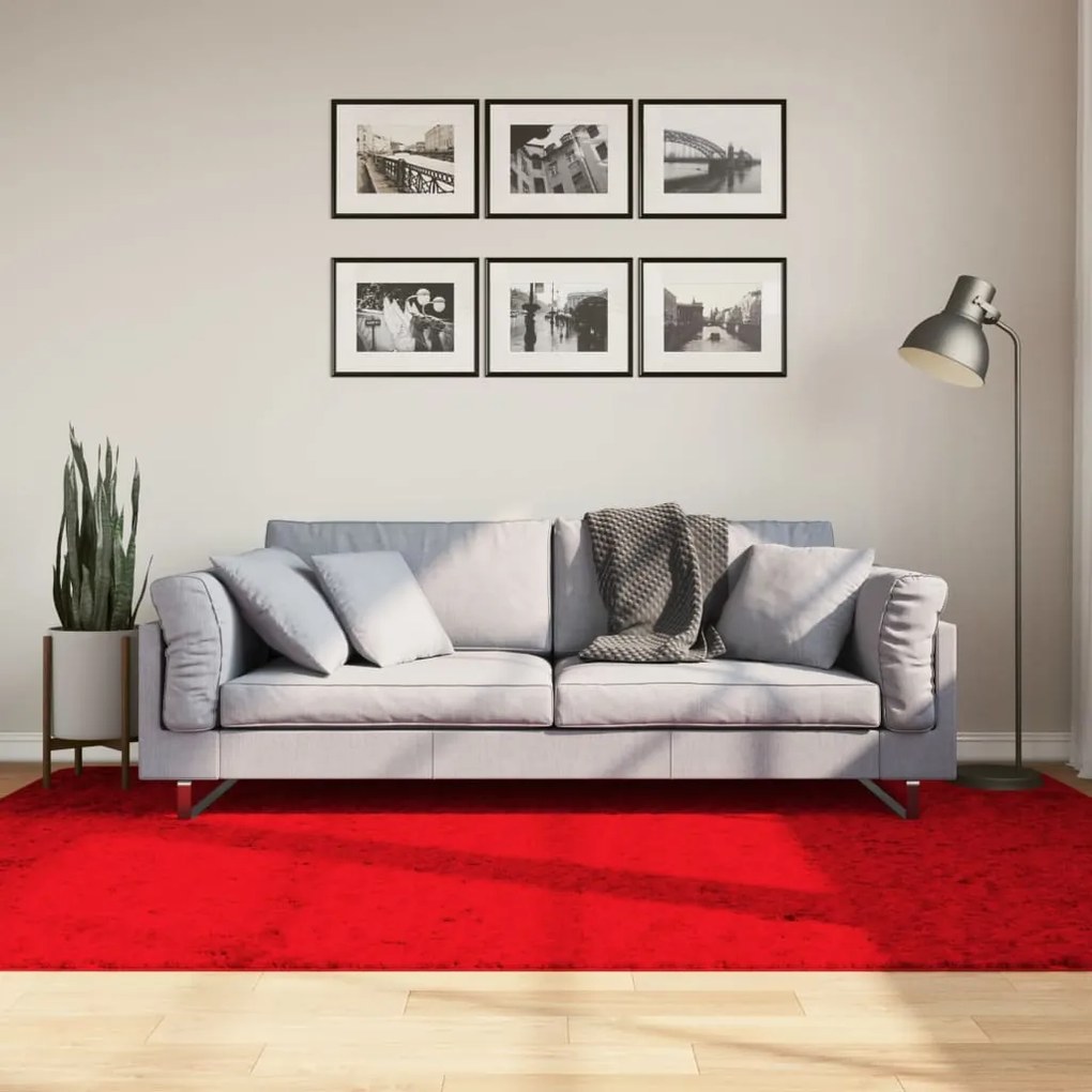 vidaXL Tapete pelo curto macio e lavável HUARTE 160x230 cm vermelho
