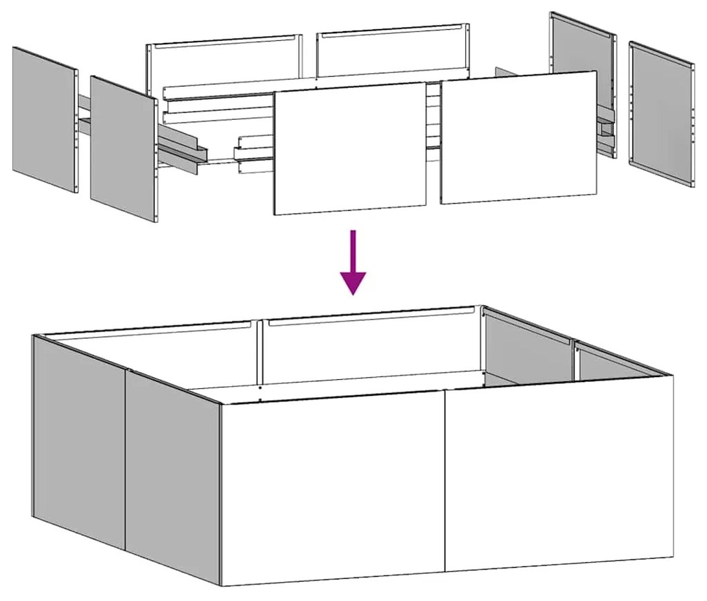 Vaso/floreira 100x100x30 cm aço galvanizado