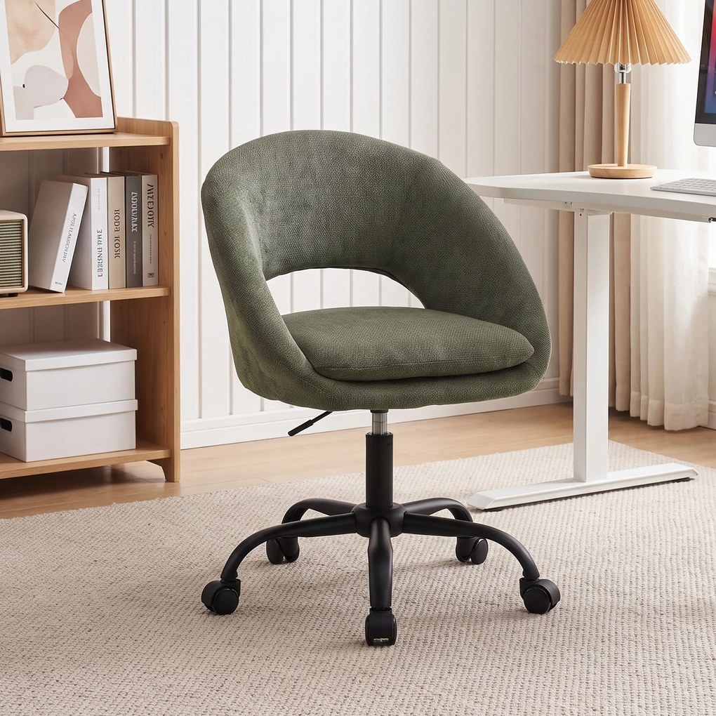 Cadeira de Secretária Ergonómica, 60 x 59 x 89 cm, Altura Regulável, Verde-Escuro