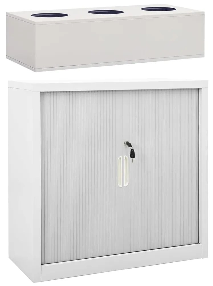 Armário de escritório c/ floreira 90x40x113 cm aço cinza-claro