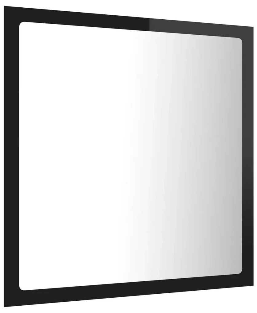 Espelho casa banho c/ LED 40x8,5x37 cm acrílico preto brilhante