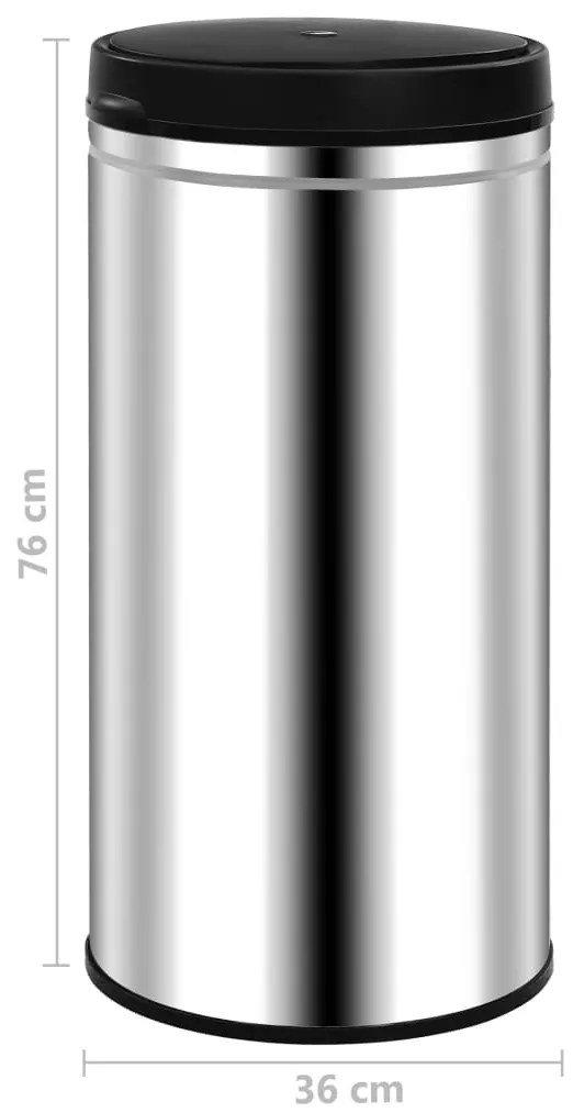 Caixote do lixo com sensor automático 70 L aço inoxidável