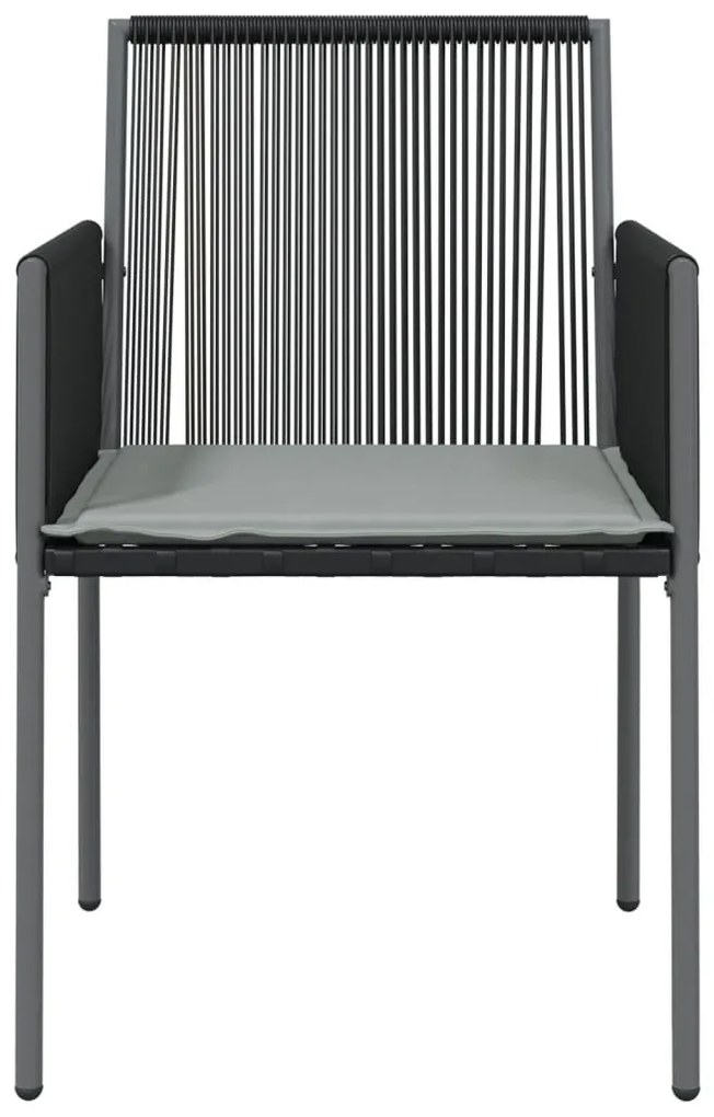Cadeiras jardim c/ almofadões 6pcs 54x60,5x83,5cm vime PE preto