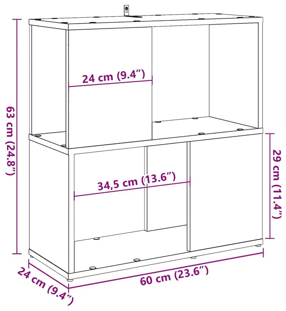 Estante 60x24x63 cm derivados de madeira carvalho artisiano