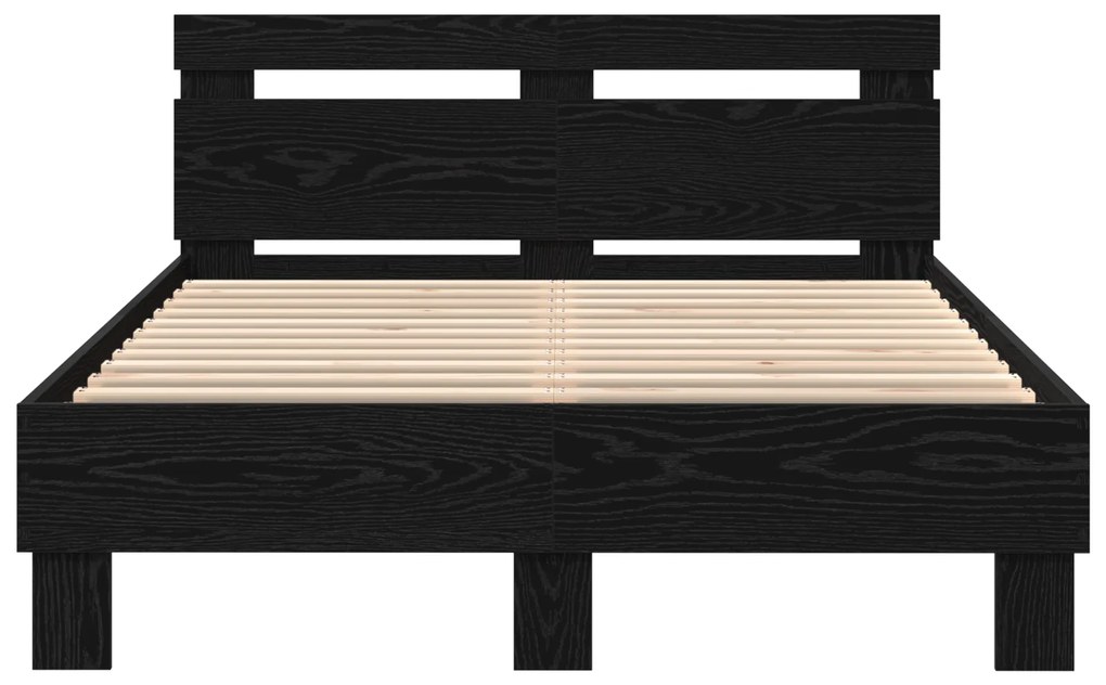 Estrutura de Cama Sólida Carvalho Preto Madeira Sólida 120 x 200 cm