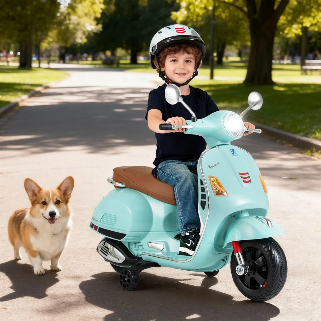 Mota elétrica para crianças de 12 V com 4 rodas, música, luzes LED, rodas de treino, motor duplo de 30 W e design retro-chique para crianças dos 3 aos