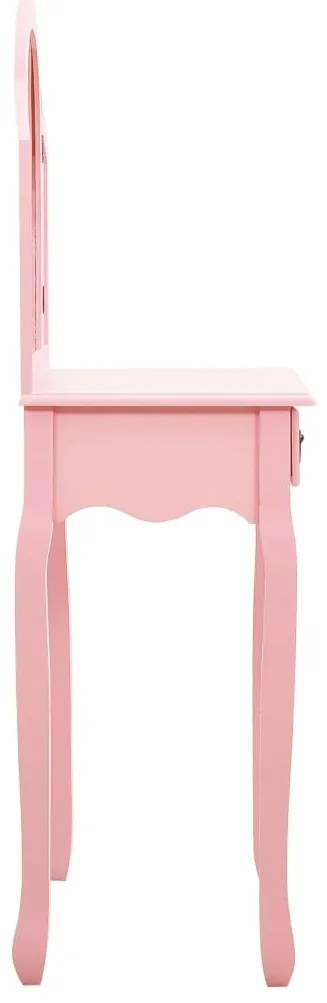 Toucador c/ banco 65x36x128 cm MDF e madeira de paulownia rosa