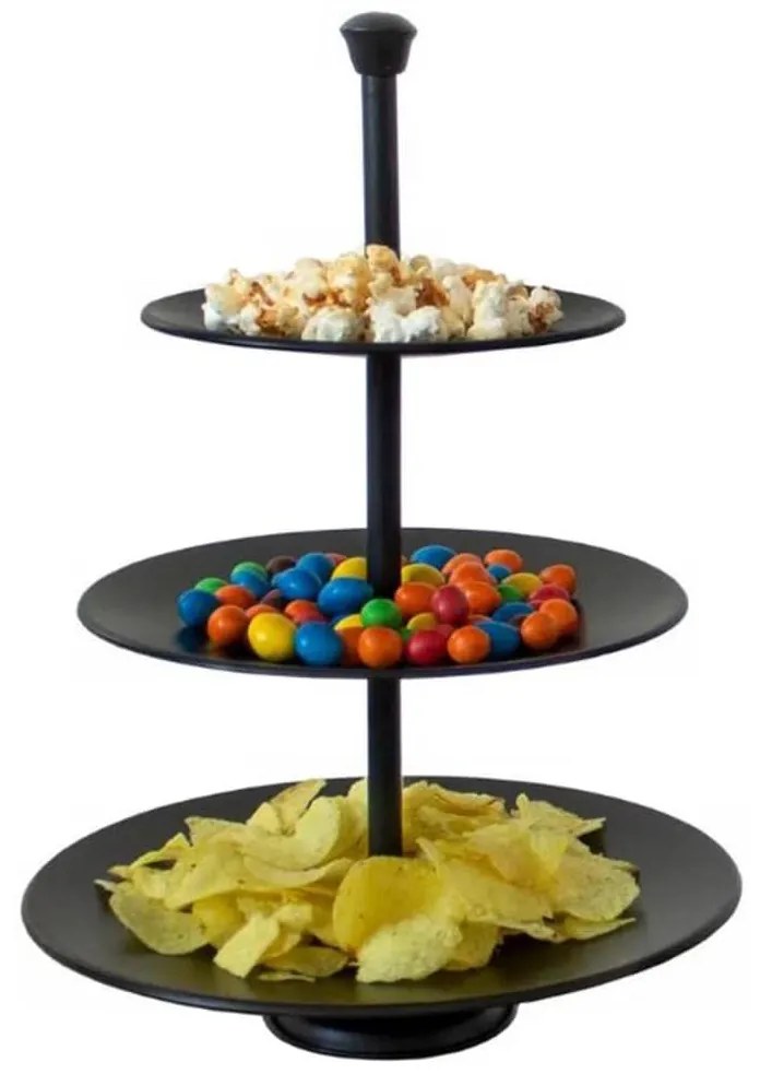 Bandeja de servir 3 níveis 36,5 cm preto mate