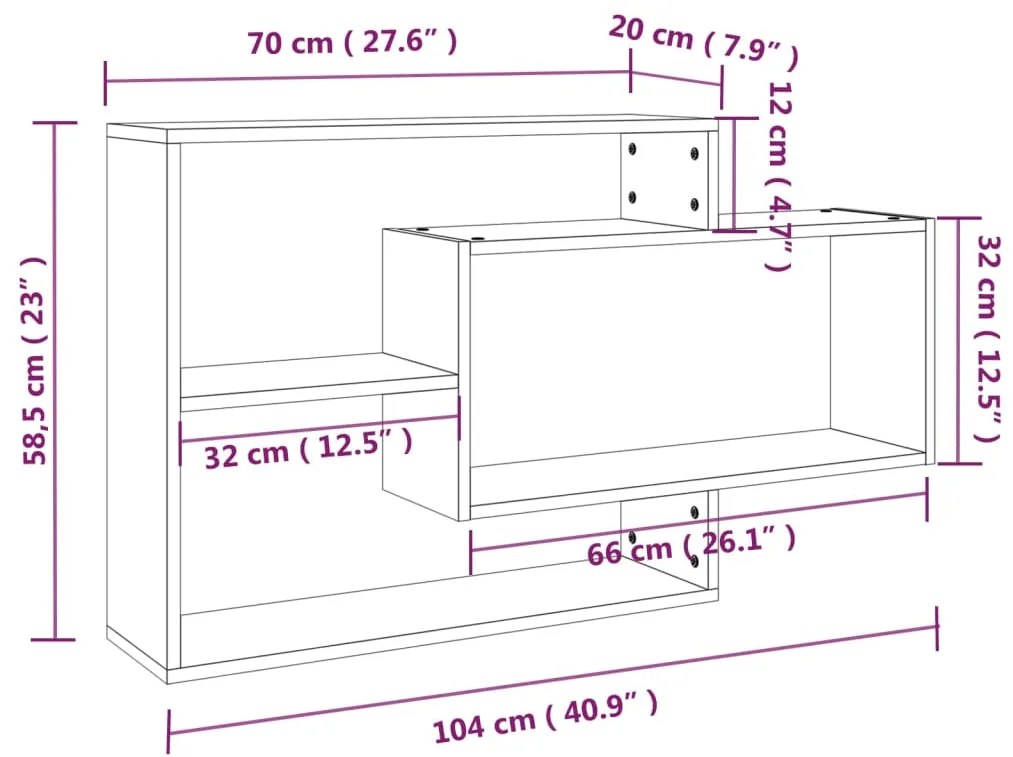 Estante 104x20x58,5 cm derivados de madeira cinzento sonoma