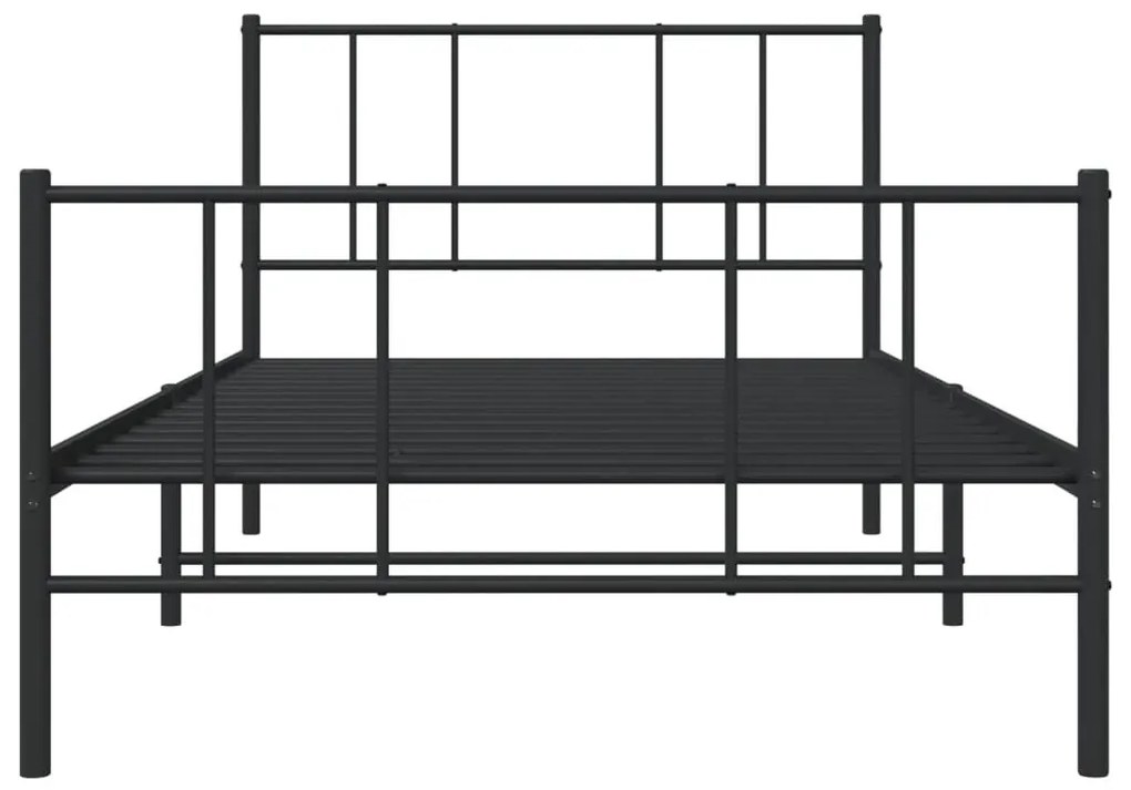 Estrutura de cama com cabeceira e pés 90x190 cm metal preto