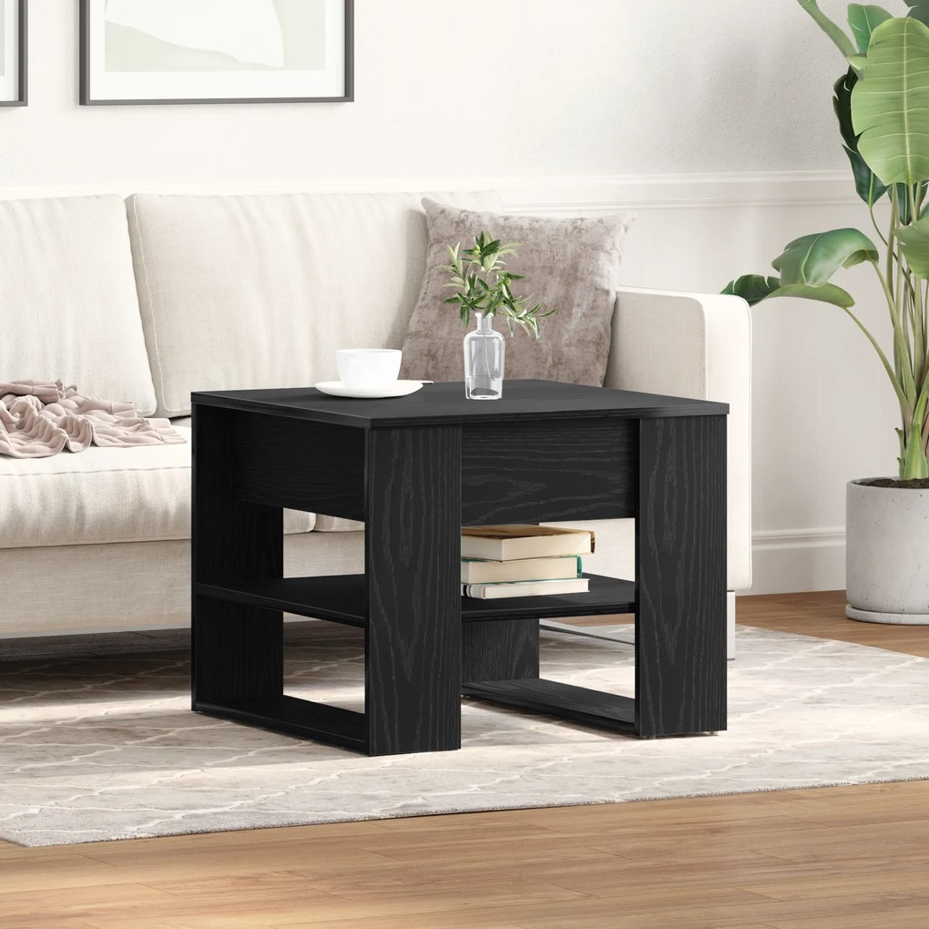Mesa de Café de Carvalho Preto 55.5x55x45 cm Feita de Madeira Derivada
