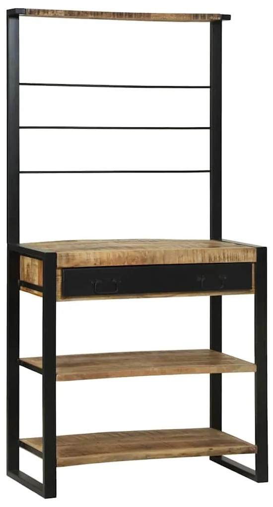 Suporte de Cozinha 80x40x160 cm em Madeira Rústica Maciça