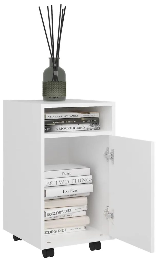 Móvel de apoio com rodas 33x38x60 cm contraplacado branco