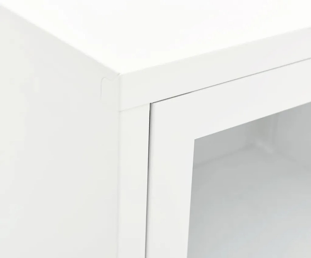 Móvel de TV 90x30x44 cm vidro e aço branco