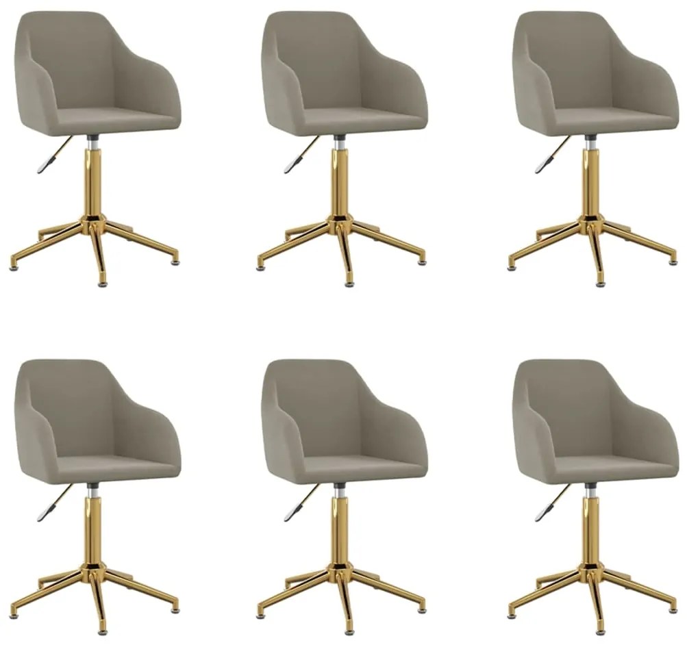vidaXL Cadeiras de jantar giratórias 6 pcs veludo cinzento-claro
