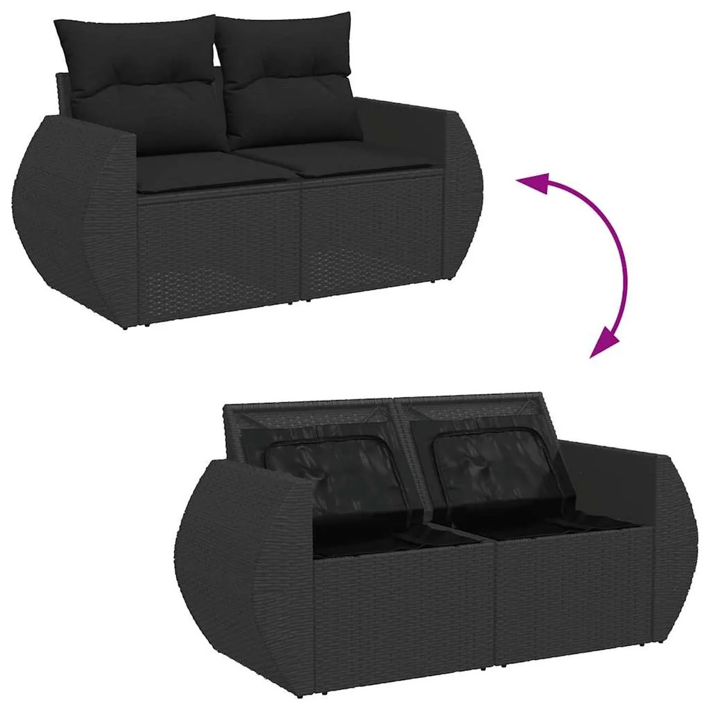 5 pcs conjunto sofás de jardim com almofadões acácia e vime PE