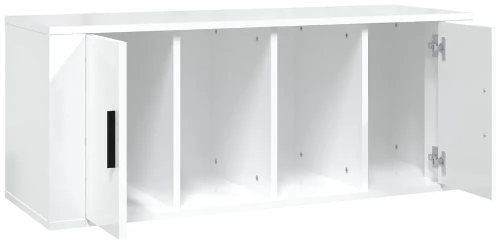 Móvel para TV 100x35x40 cm madeira processada branco brilhante