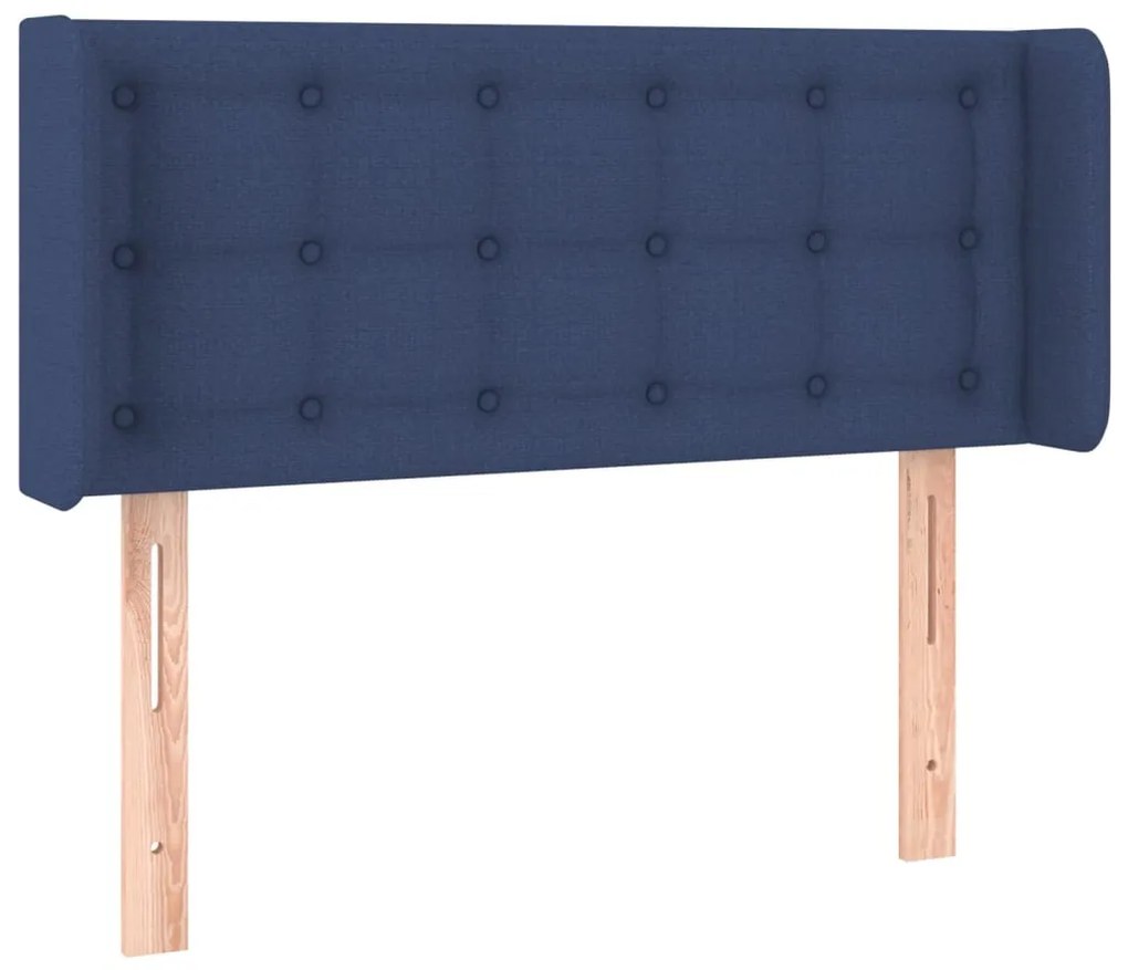 Cabeceira de cama c/ luzes LED tecido 103x16x78/88 cm azul