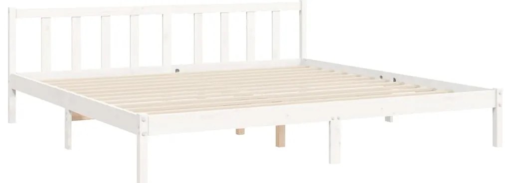 Cama sem colchão 200x200 cm madeira de pinho maciça branco