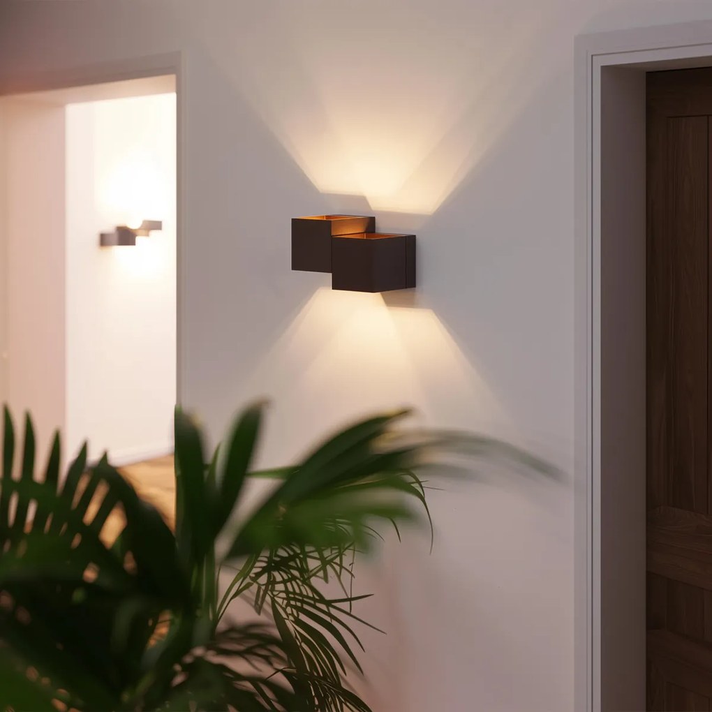 Candeeiro de Parede Moderno Bronze Escuro 2-Luzes - Transfer Double