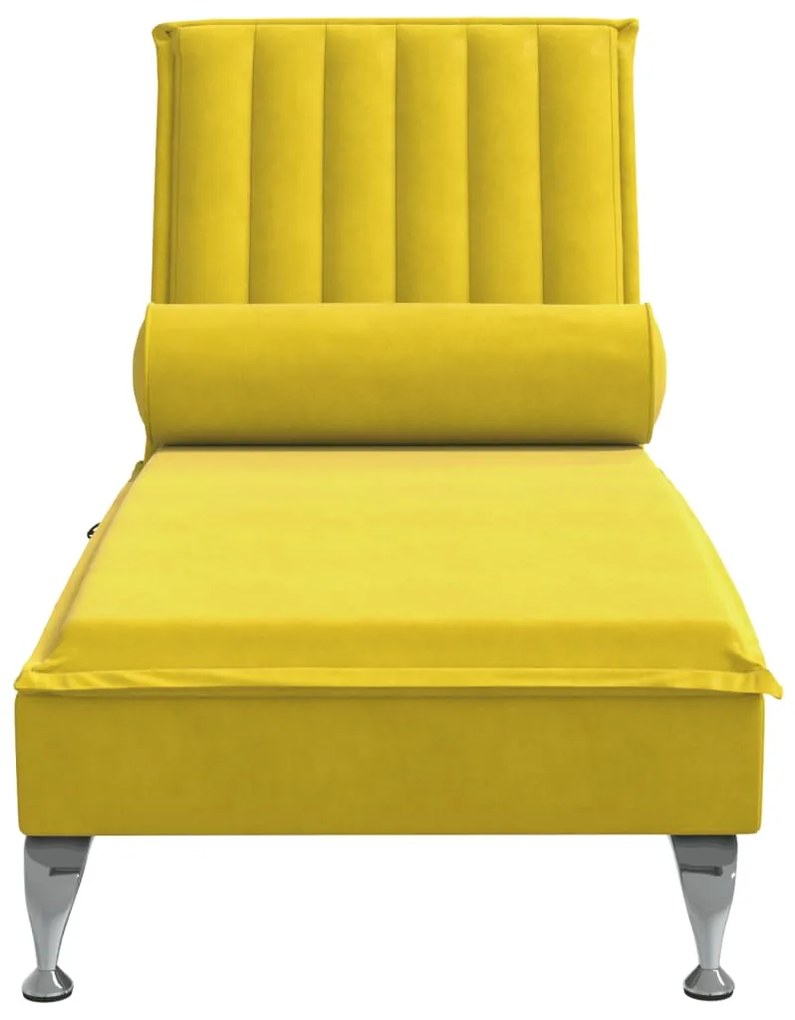 Chaise lounge de massagem com rolo veludo amarelo