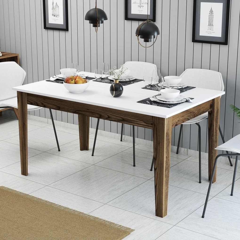 Mesa de Jantar Milan500 – Nogueira e Branco – 145x75x88 cm