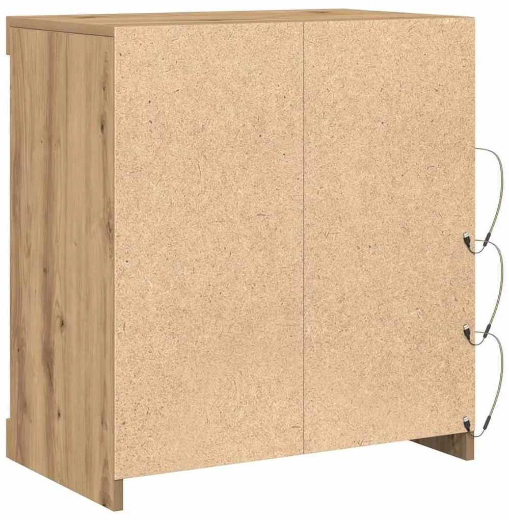 Sideboard vidaXL com Luzes LED Carvalho Artisan 60,5x37x67 cm