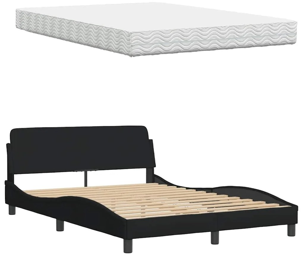 Cama com colchão 140x190 cm tecido preto