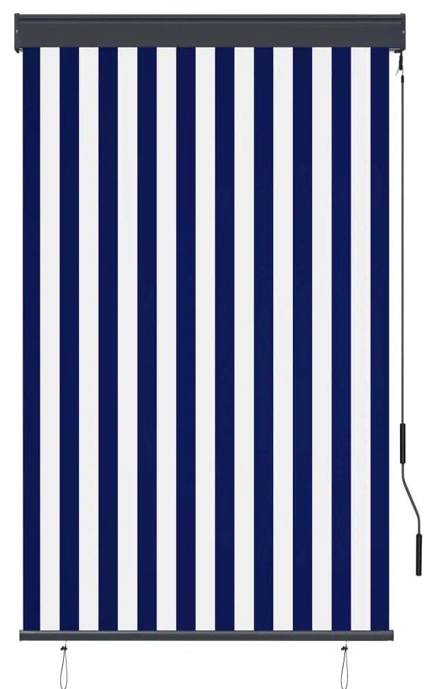 Estore de rolo para exterior 100x250 cm azul e branco