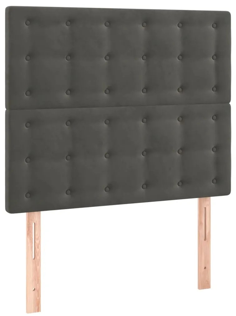 Cabeceira de cama c/ LED veludo 90x5x118/128 cm cinza-escuro