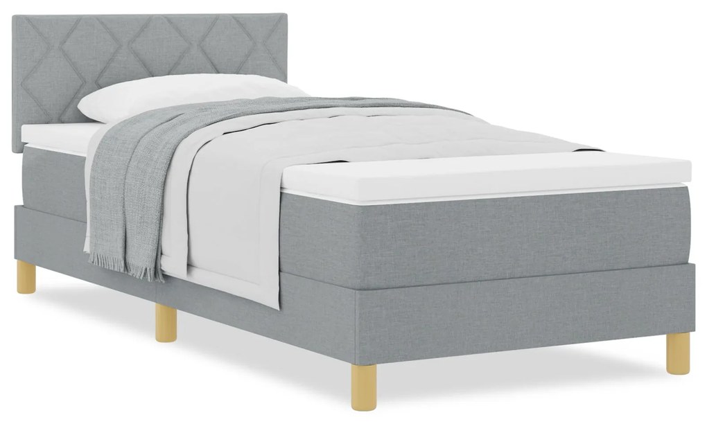 Cama Box Spring com Colchão Cinza Claro 90x200 cm Tecido