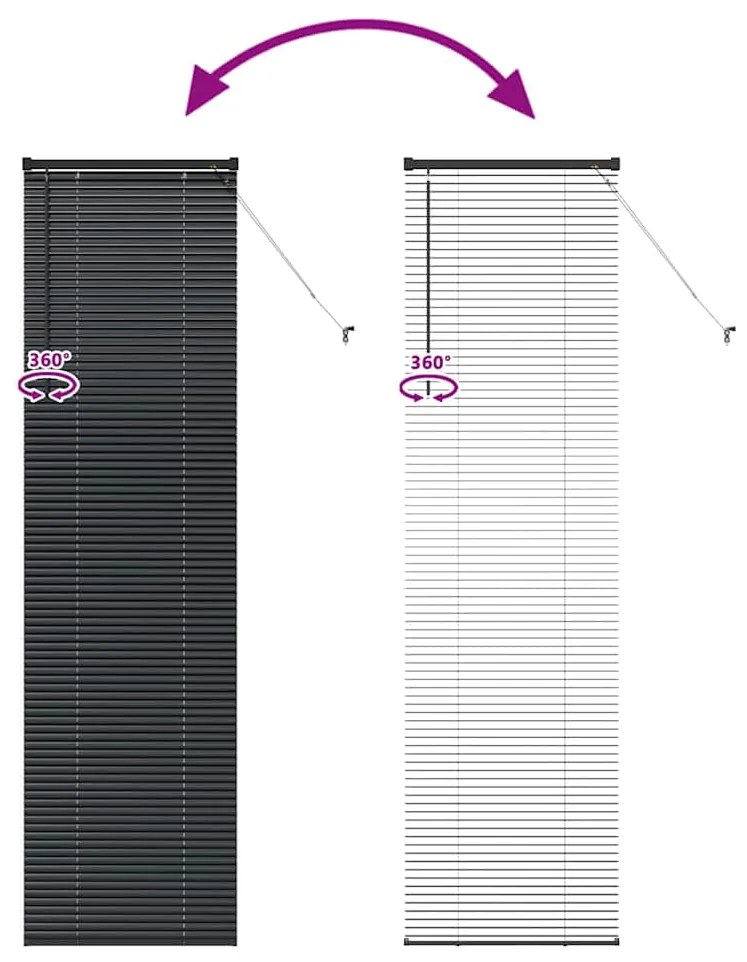 Persiana de Janela com cortinas Outros Manual Preto 80 x 130 cm Alumín